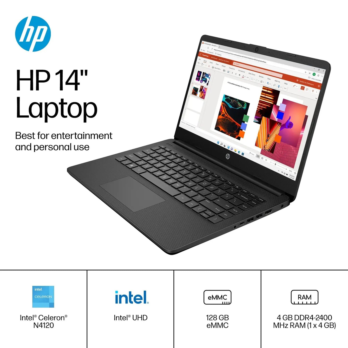 HP Stream 14” HD Laptop, Intel Celeron N4120, 16GB RAM, 128GB eMMC, Microsoft 365 with 1TB Cloud Storage,Windows 11 S, USB-C 3.0, HDMI, WIFI5, with 5ave Accessories,Silver