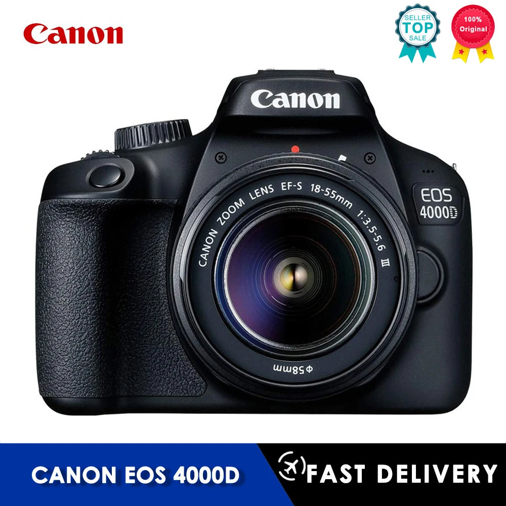 Canon EOS 4000D DSLR Camera with EF-S 18-55mm f/3.5-5.6 DC III Zoom Lens