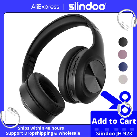 Siindoo JH-923 Wireless Headphones Over Ear,Foldable Bluetooth Headsets,3EQ Sound Modes, Hi-Res Audio with Deep Bass Microphone