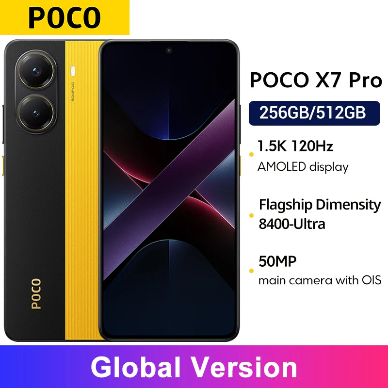 【World Premiere】POCO X7 Pro Global Version Smartphone Dimensity 8400-Ultra 6000mAh 90W Charge 50MP camera with OIS 120Hz NFC 5G