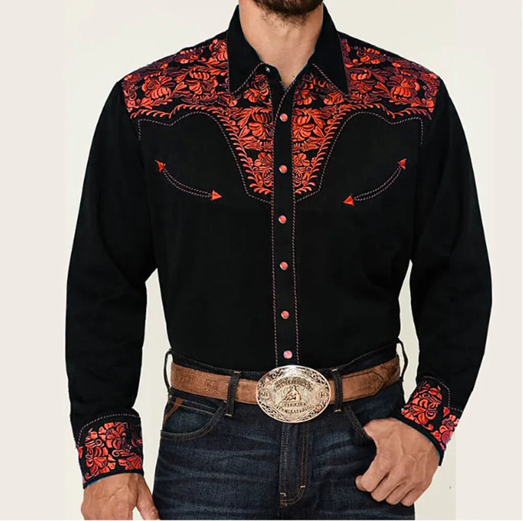 Men's Shirt Western Shirt Floral Graphic Prints Turndown Long Sleeve Button-Down Print Clothing Apparel Fashion Designer Soft