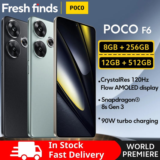 World Premiere POCO F6 Smartphone Global Version Snapdragon®8s Gen 3 NFC 120Hz Flow AMOLED 90W Turbo Charging 5000mAh Battery