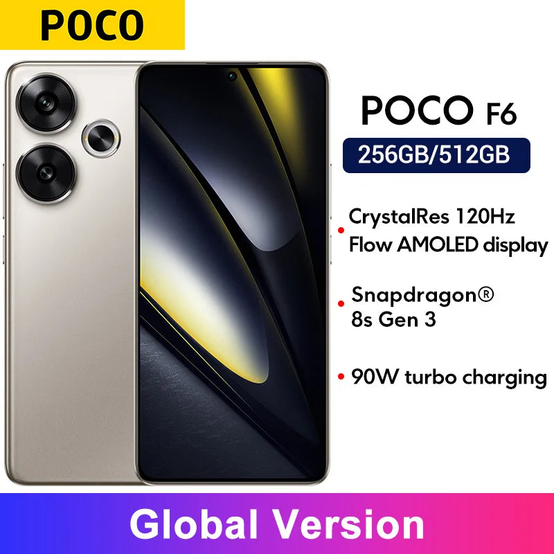 World Premiere POCO F6 Smartphone Global Version Snapdragon®8s Gen 3 NFC 120Hz Flow AMOLED 90W Turbo Charging 5000mAh Battery