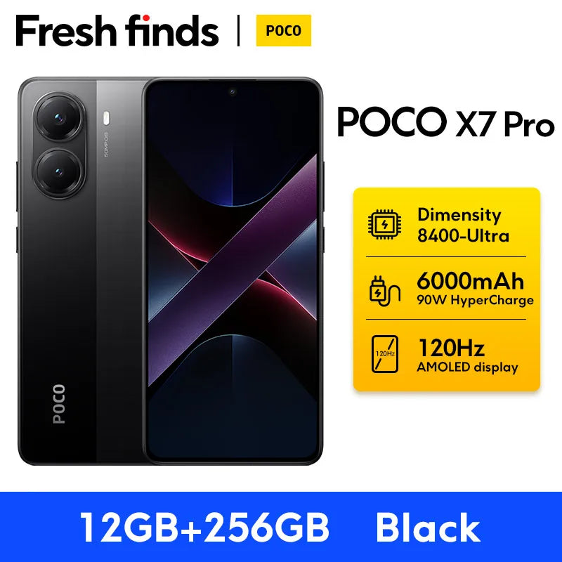 【World Premiere】POCO X7 Pro Global Version Smartphone Dimensity 8400-Ultra 6000mAh 90W Charge 50MP camera with OIS 120Hz NFC 5G