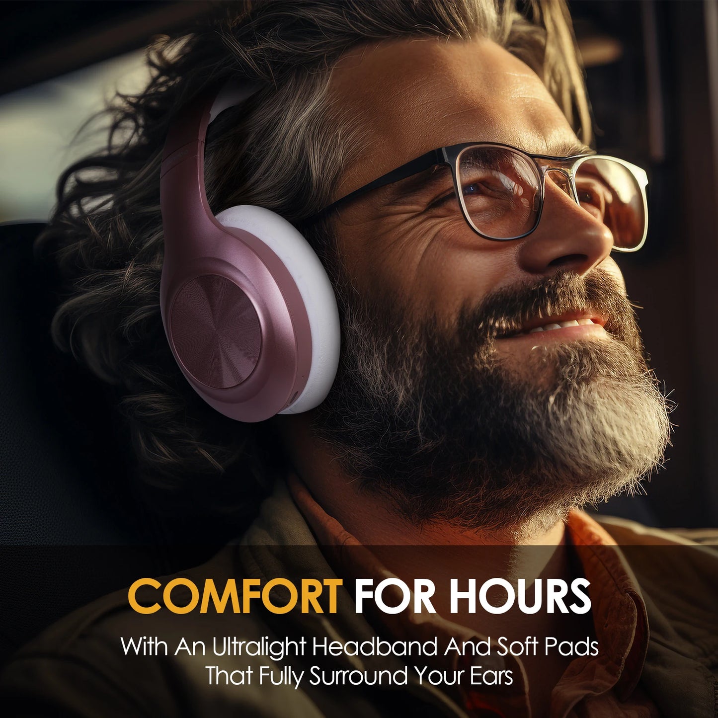 Siindoo JH-923 Wireless Headphones Over Ear,Foldable Bluetooth Headsets,3EQ Sound Modes, Hi-Res Audio with Deep Bass Microphone